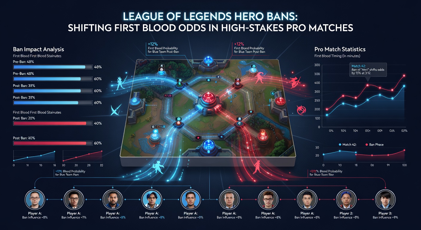 Detaillierte Statistik-Tafel zeigt Ban-Raten und First-Blood-Prozentsätze in LoL Pro-Matches